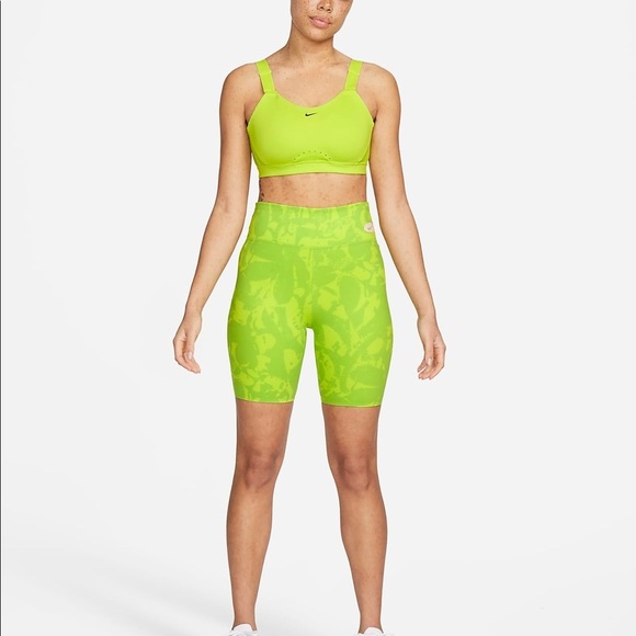 NWT Nike one luxe icon clash bike shorts green printed mid rise large - Picture 9 of 9